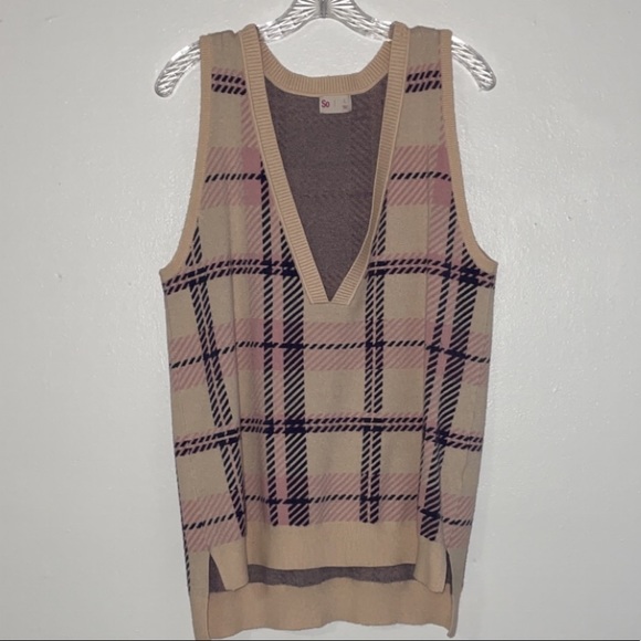 Super soft tan, pink and purple SO sweater vest! - Picture 1 of 4